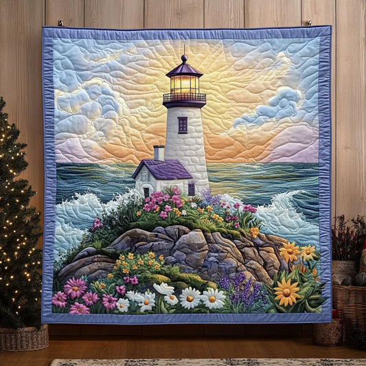 Bright Morning Lighthouse Quilt Blanket