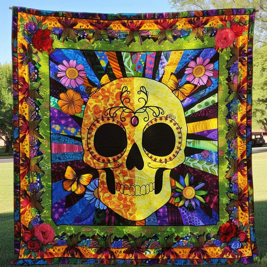 Bright Skull Quilt Blanket
