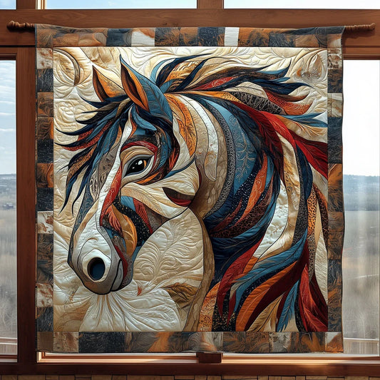 Brocade Native American Horse Quilt Blanket