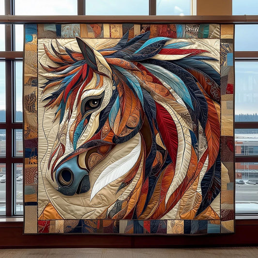 Brocade Native American Horse Quilt Blanket