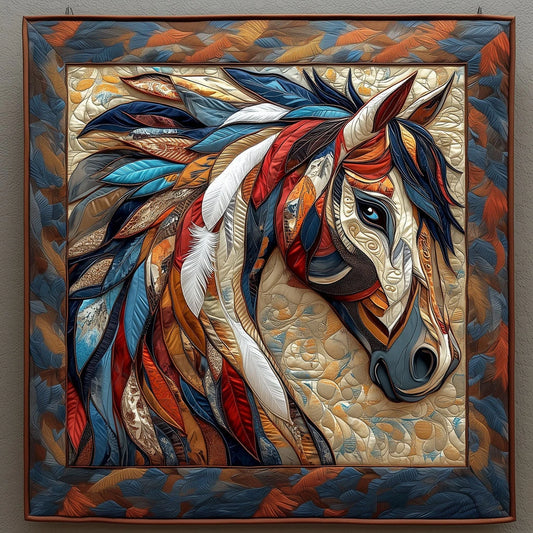 Brocade Native American Horse Quilt Blanket