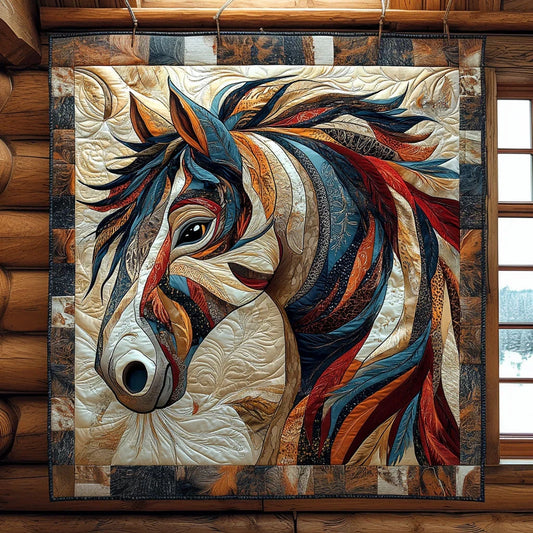 Brocade Native American Horse Quilt Blanket