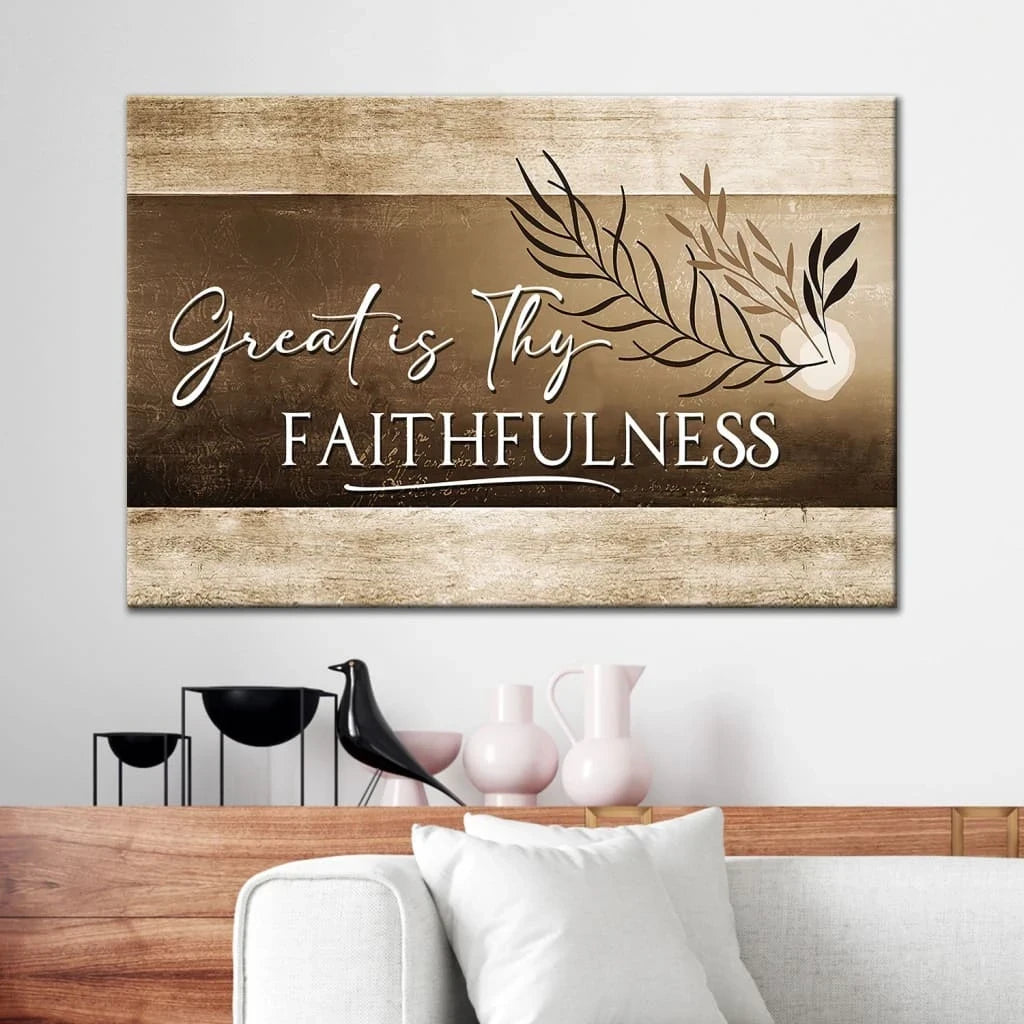 christian art great is thy faithfulness wall art canvas print christian wall decor (Landscape) (view 2)
