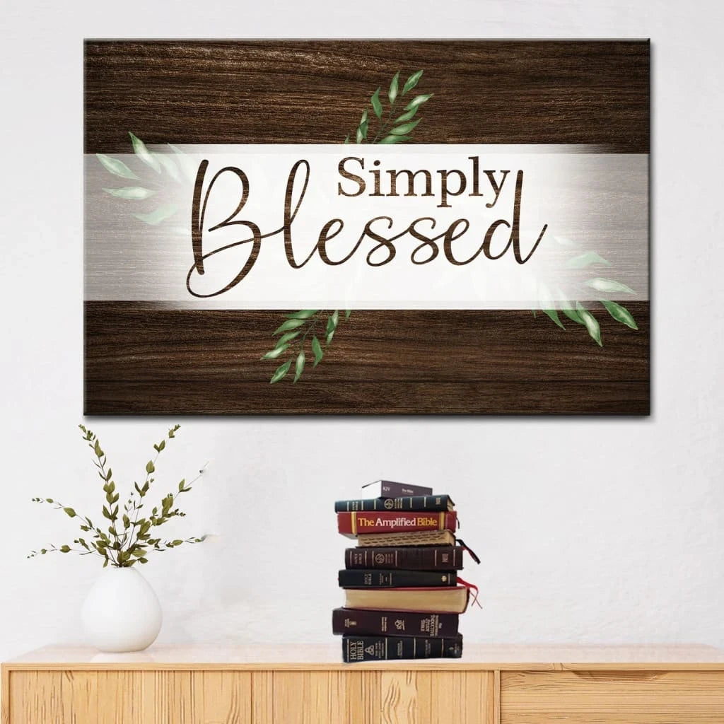 simply blessed wall art canvas christian wall decor christian gifts (Landscape)