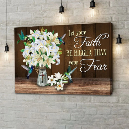 let your faith be bigger than your fear canvas christian faith wall art decor (Landscape)