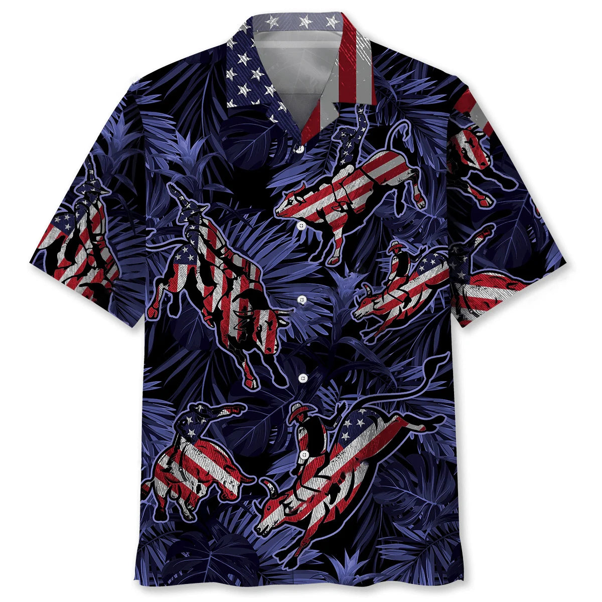 Bull Riding Tropical Hawaiian Shirt