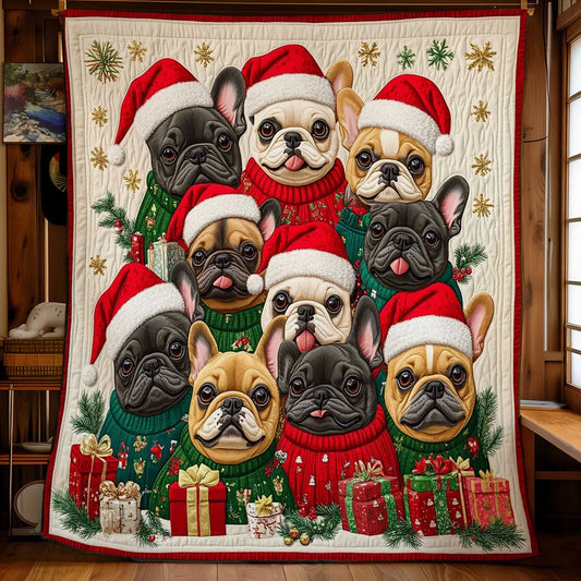 Bulldog Christmas Quilt Blanket