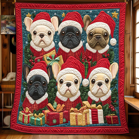Bulldog Christmas Magic Quilt Blanket