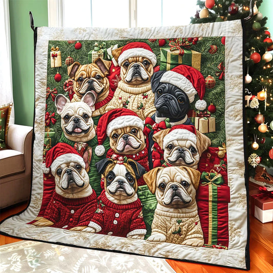 Bulldog Festive Fun Quilt Blanket