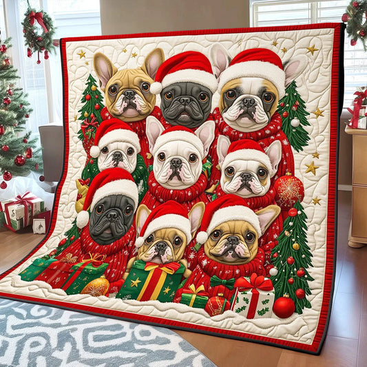 Bulldog Holiday Quilt Blanket