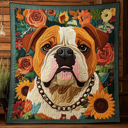 Bulldog Sunflower Duvet Cover Set Quilt Blanket