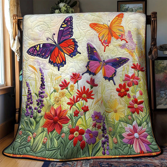 Butterfly Floral Garden Quilt Blanket