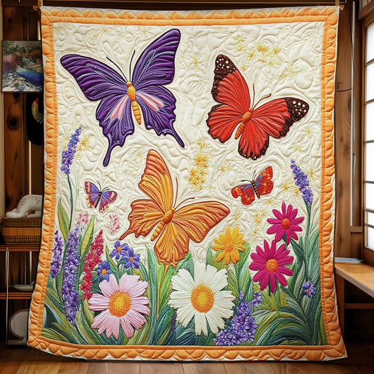 Butterfly Flower Quilt Blanket