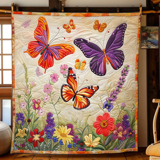 Butterfly Flower Garden Quilt Blanket