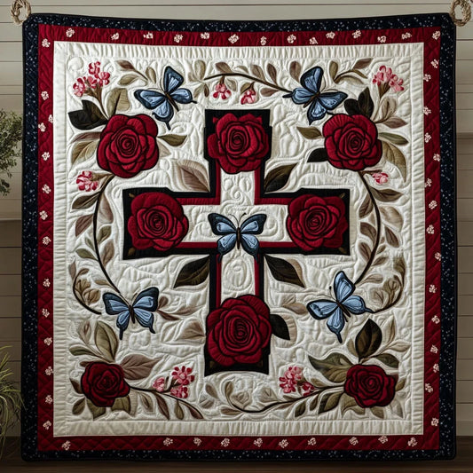 Butterfly Rose Blessing Quilt Blanket