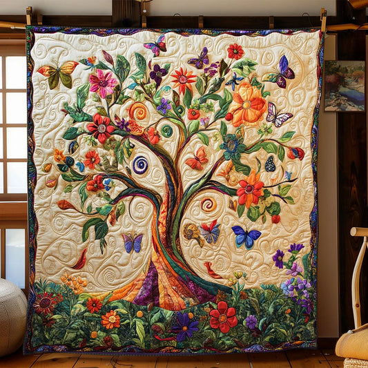 Butterfly Tree Of Life Quilt Blanket