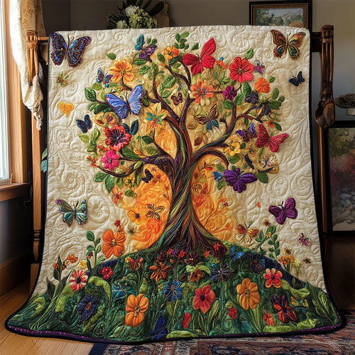 Butterfly Tree Of Life Quilt Blanket