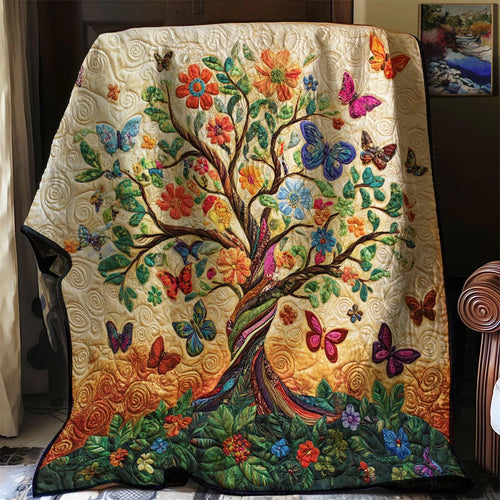 Butterfly Tree Of Life Quilt Blanket