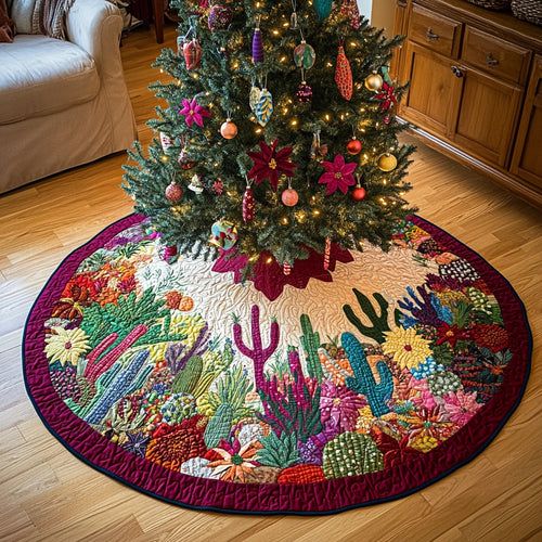 Cactus Christmas Quilted Tree Skirt