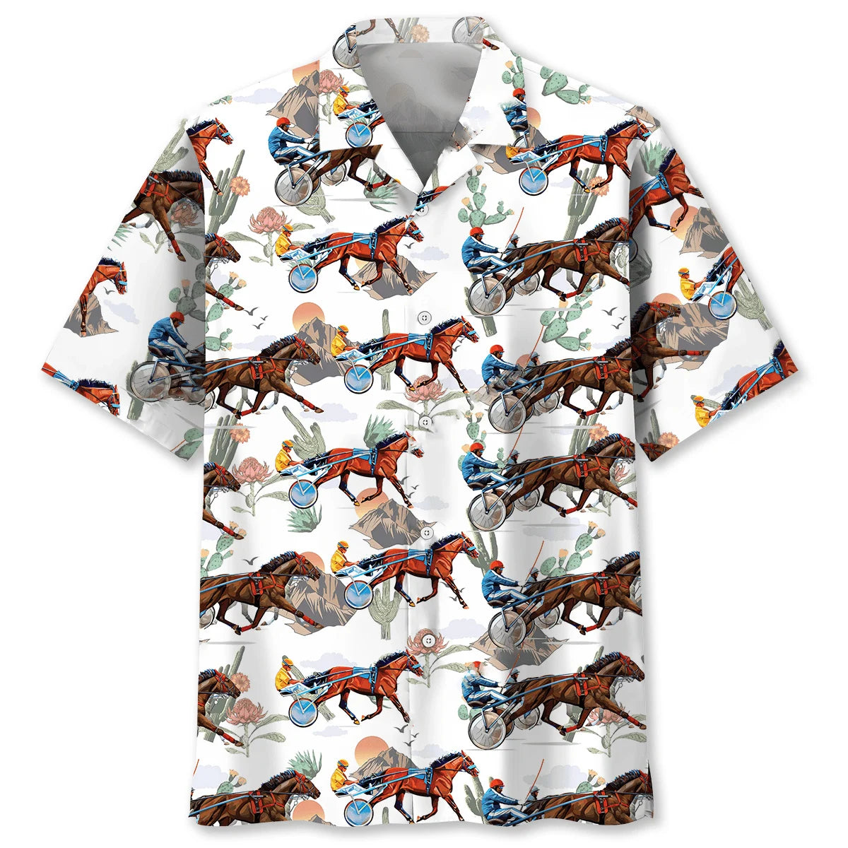 Cactus Horse Harness Racing Hawaiian Shirt