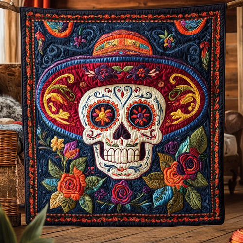 Calaveras En Cuadro Quilt Blanket