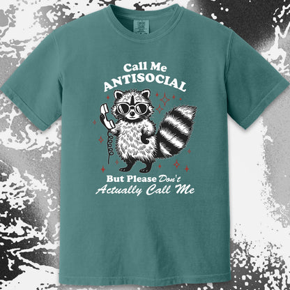Call Me Antisocial Raccoon T-Shirt – Please Don't Actually Callv, funny meme tee gift (view 17)