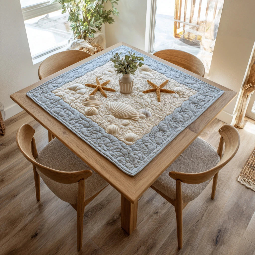 Calm Ocean Shore Quilted Table Topper