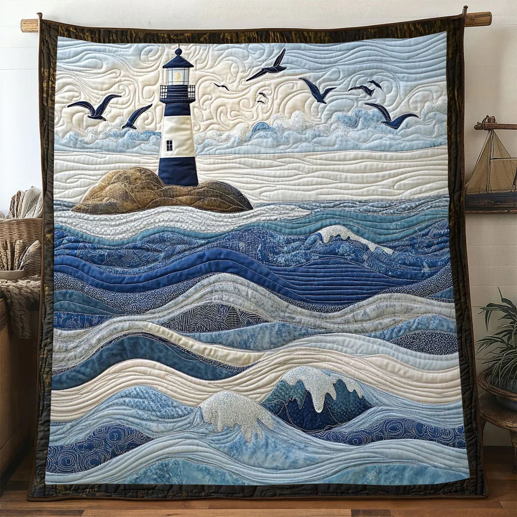Calm Sea Lighthouse Quilt Blanket
