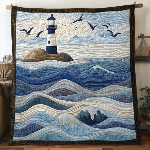 Calm Sea Lighthouse Quilt Blanket
