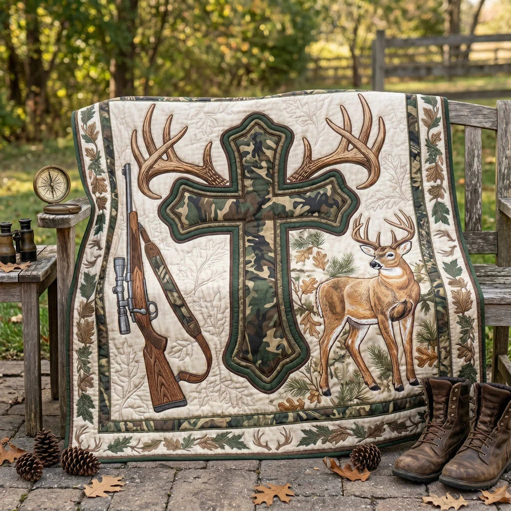 Camo Cross Hunter Quilt Blanket