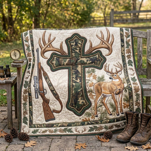 Camo Cross Hunter Quilt Blanket