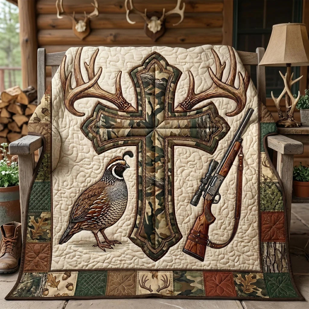 Camo Cross Quail Hunting Quilt Blanket