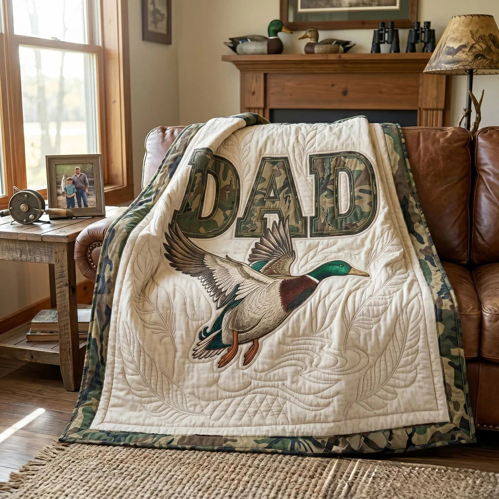 Camo Duck Dad Quilt Blanket