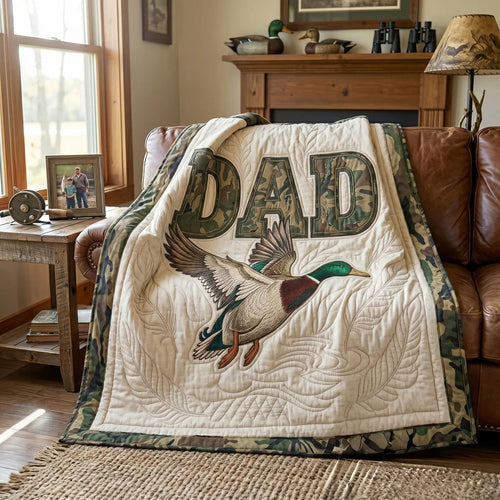 Camo Duck Dad Quilt Blanket