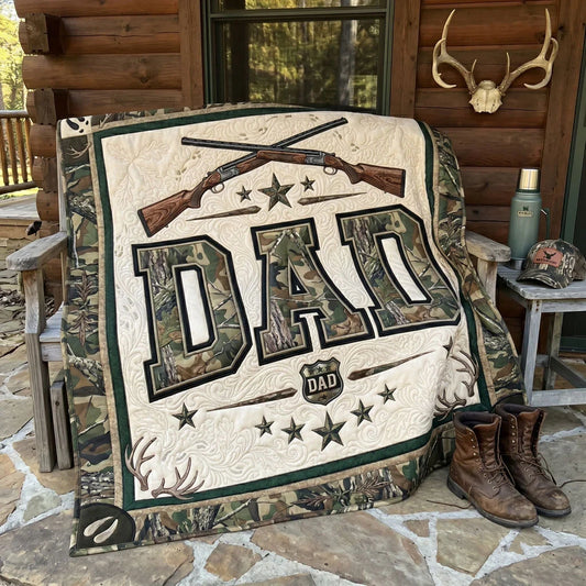 Camo Hunting Dad Heritage Quilt Blanket