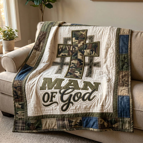 Camo Man Of God Quilt Blanket