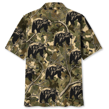 Camouflage Black Bear Hunting Hawaiian Shirt