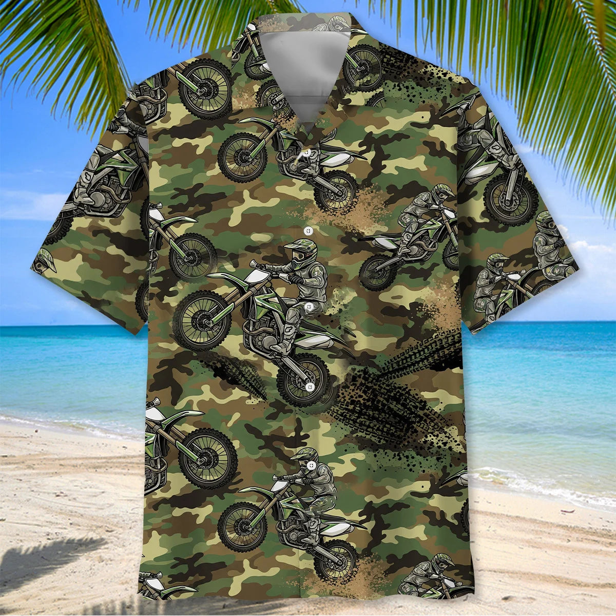Camouflage Dirt Bike Racing Hawaiian Shirt