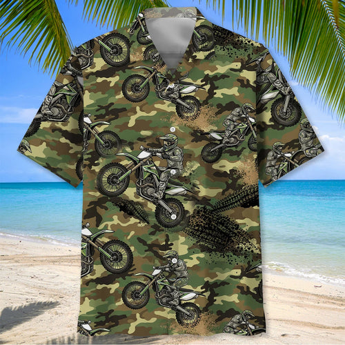 Camouflage Dirt Bike Racing Hawaiian Shirt