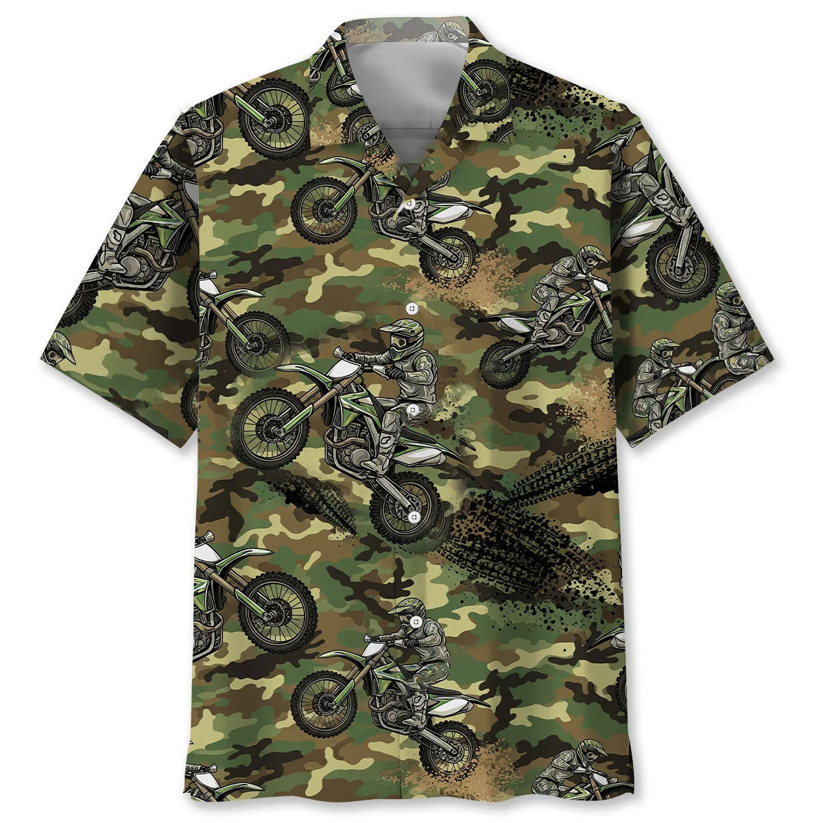 Camouflage Dirt Bike Racing Hawaiian Shirt