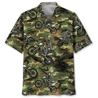 Camouflage Dirt Bike Racing Hawaiian Shirt