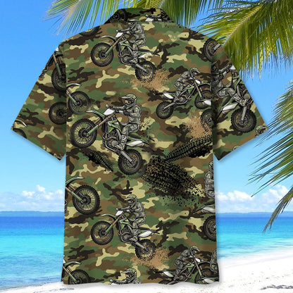 Camouflage Dirt Bike Racing Hawaiian Shirt