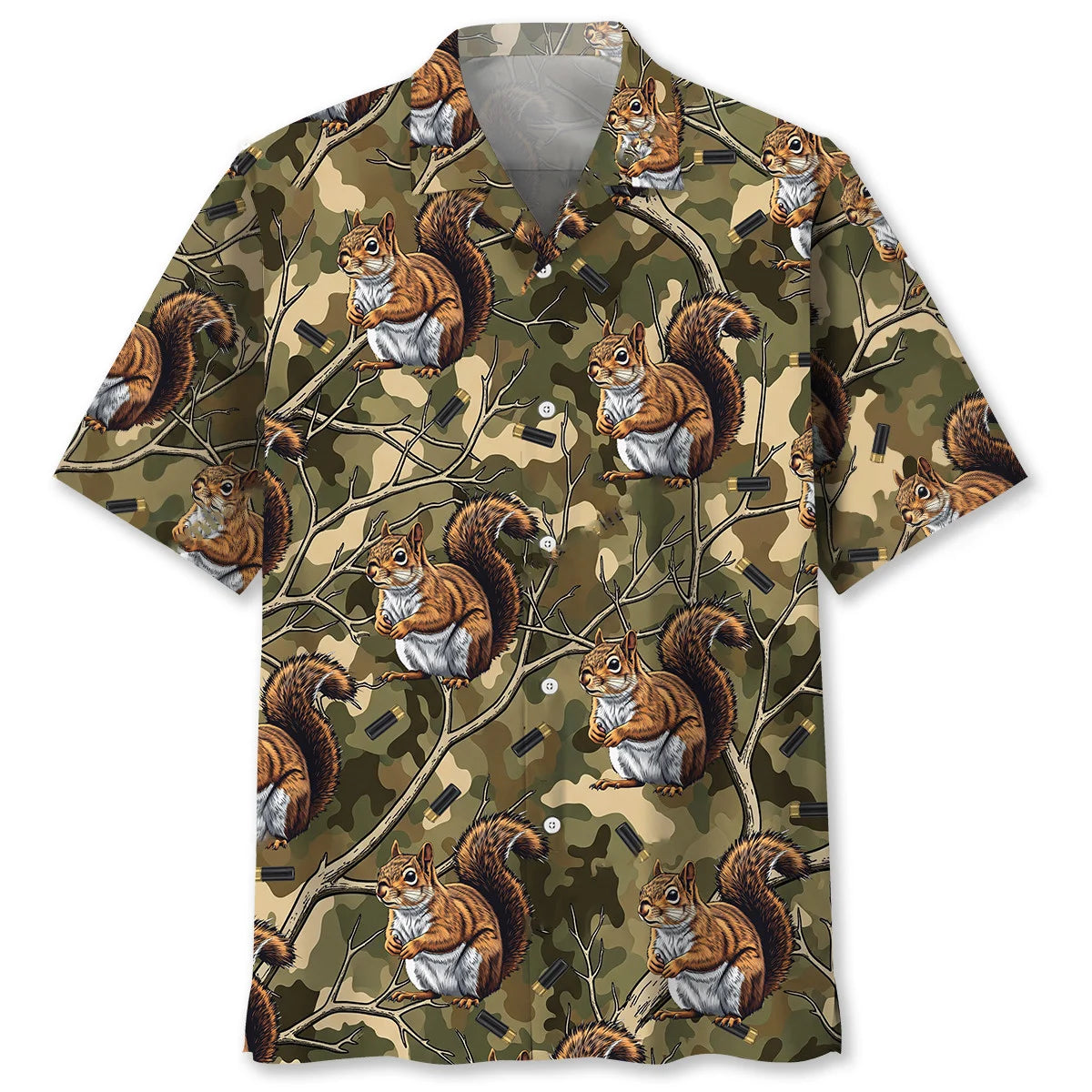 Camouflage Squirrel Hunting Hawaiian Shirt