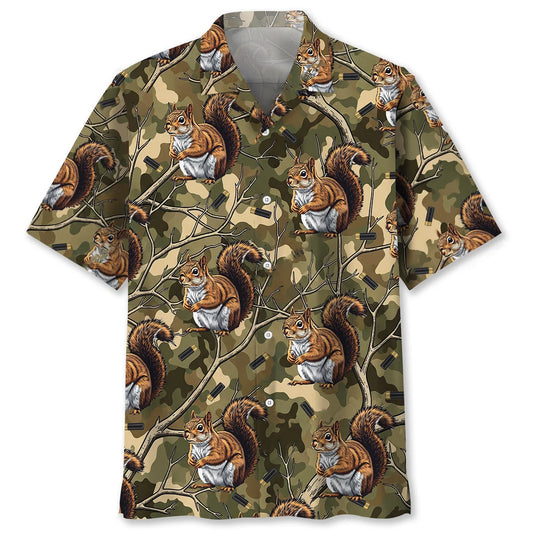 Camouflage Squirrel Hunting Hawaiian Shirt