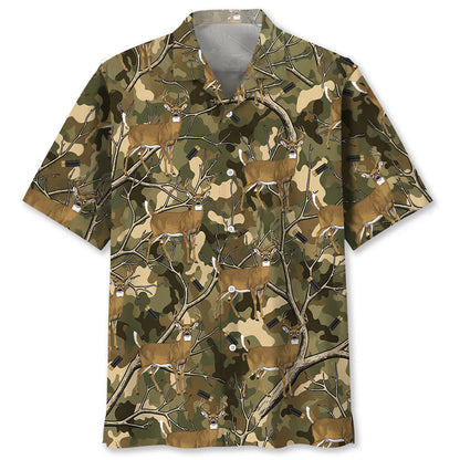 Camouflage White Tailed Deer Hunting Hawaiian Shirt