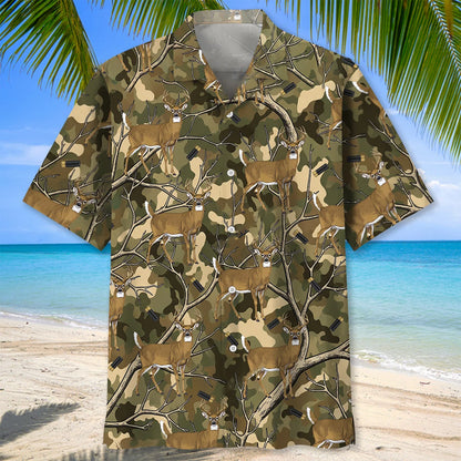 Camouflage White Tailed Deer Hunting Hawaiian Shirt