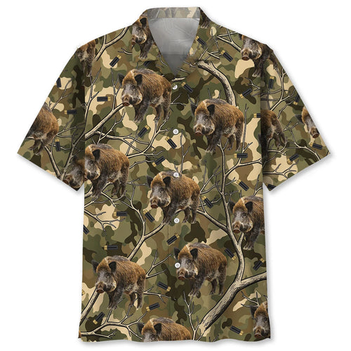 Camouflage Wild Boar Hunting Hawaiian Shirt
