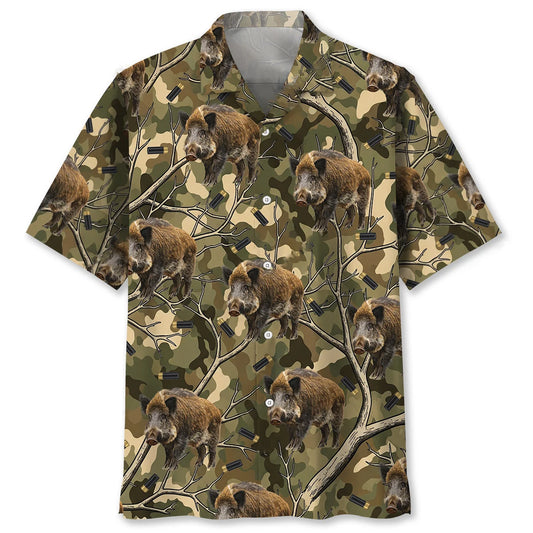 Camouflage Wild Boar Hunting Hawaiian Shirt