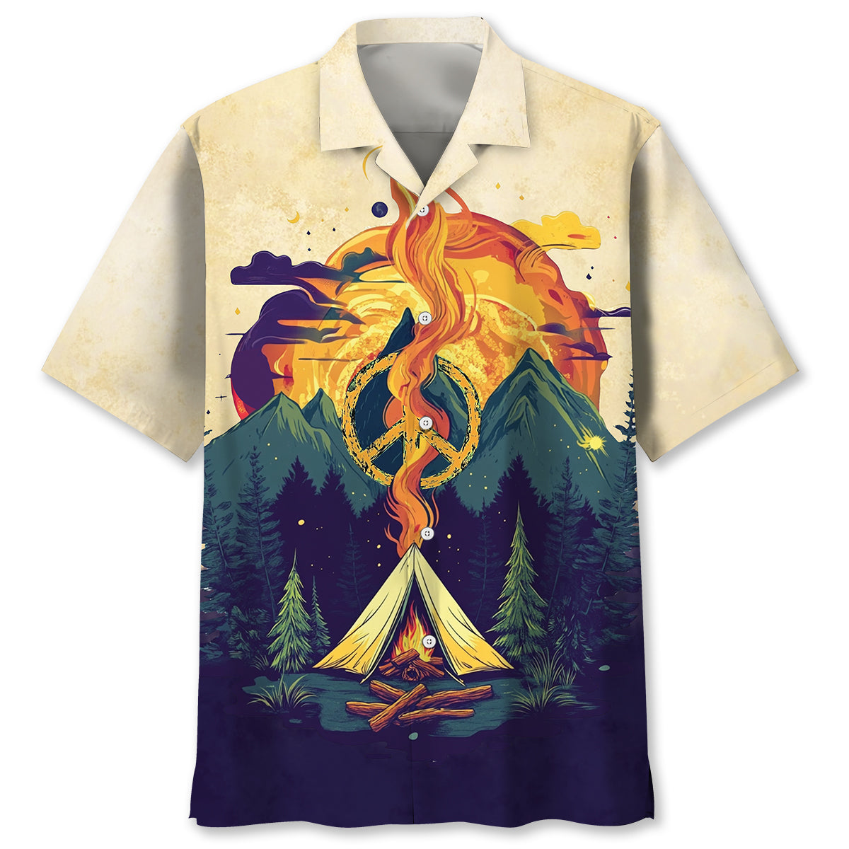 Campfire Peace Life Vintage Hawaiian Shirt
