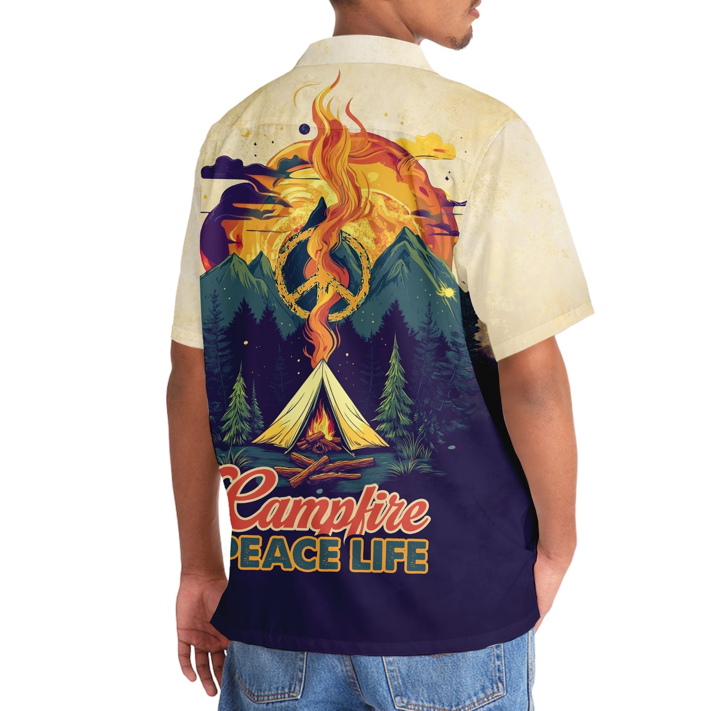 Campfire Peace Life Vintage Hawaiian Shirt
